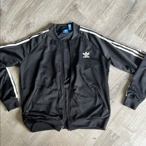 Adidas Black Bomber Jacket with Ribbed Cuffs